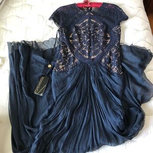 Tadashi Shoji Lace and Crepe Evening Gown -